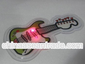 guitar shape LED plastic badge for clothing/pvc LED light