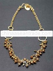 Brass necklace with Pearls