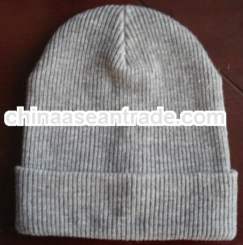 hat manufacturer blank warm and soft knitted caps with fold up cuff