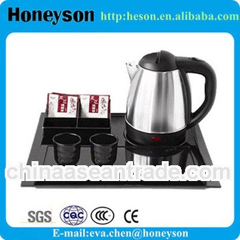 hotel accessories stainless steel electric kettle tray set ues for hotel guest room