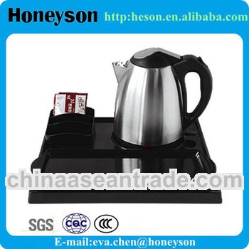 hotel equipment supplier simple and high quality 1.2L electric tea pot kettle with tea tray