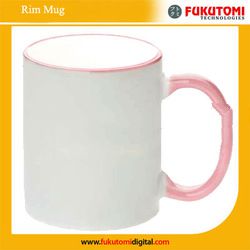 11oz color rim mug/ heat transfer handle color mug