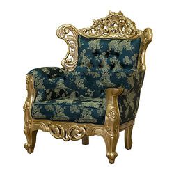 Gold Painted Heavy Carved Sofa 1 Seater