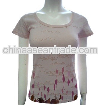 ladies summer custom made pink plain printing t shirt