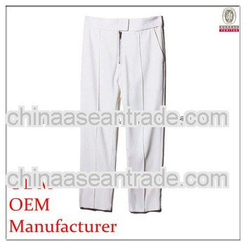 latest design stylish zipper exposing white trouser