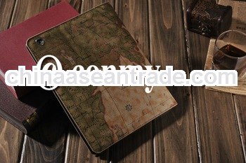 leather case for ipad 3 with map texture,leather case for ipad 2 with map texture