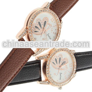 leather watch butterfly rhinestone cheap leather watches