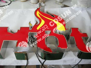 led frontlit channel letter with stainless steel side