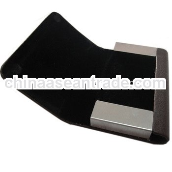 metal frame and leather business card case holde for business gifts use