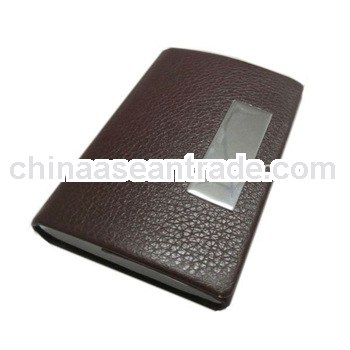 metal magnetic business card holder with pu leather cover
