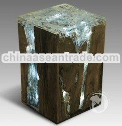CH 01800.001 "Ice" stool resin teak 30x30x45cm Oil