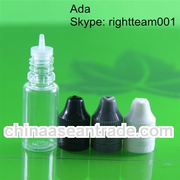 pet e-juice bottles with childproof cap long tip