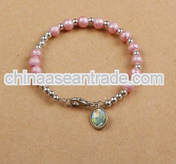 pink cockle pearl wedding bracelet