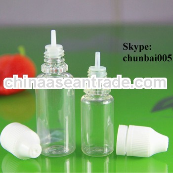 plastic childproof colored cap dropper bottle 15ml with long thin tip with TUV and SGS certificate