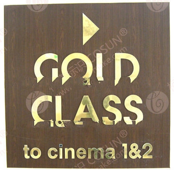 polished stainless steel golden sign