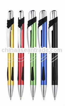 promotional plastic pen with metal clip