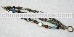 Triple Strand PRISM Indian Beads Bracelet with Free Matching Earrings