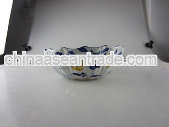 round porcelain bowl with blue decal