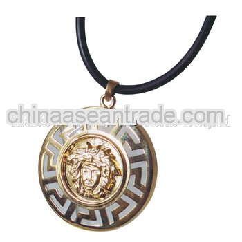 round shape men metal pendant necklace