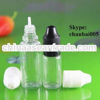sample bottles 10ml with childproof and tamper evident cap with long thin tip