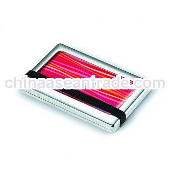 silver business card case with rubber band