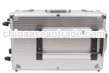 silver functional empty Aluminum trolley case