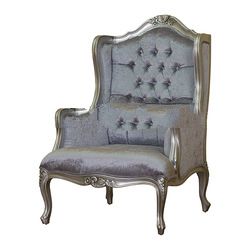 Mahogany Silver Leaf Wings Chair