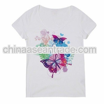 summer oem design white short sleeve custom girls printed t shirts