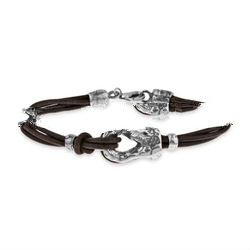 925 Sterling silver bracelet with leather, all size available, customized designs are welcome