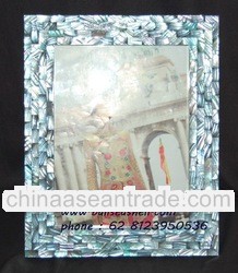 shell frame mirror from shell mosaic abalone green