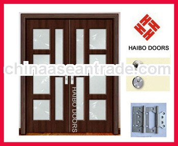 used commercial frosted glass interior doors with lock, handle, hinges (HB-8304)