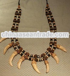 Cool Authentic Double Strand Wild 8 Tusks Necklace
