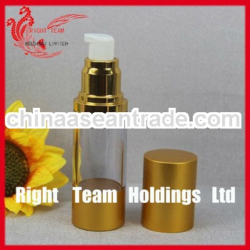 wholesale airless cosmetic bottle 30ml in gold color