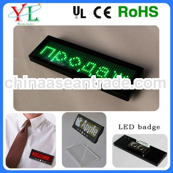with rechargeable battery led scrolling message name badge