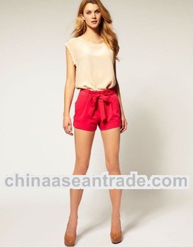 women belted turn up sexy shorts HS9101