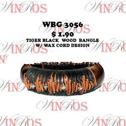 tiger black wood bangles w/ wax cord and wood
