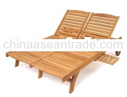 Double Sunlounger for 2 people made of teak wood