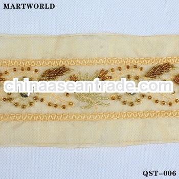 yellow beaded design waist trimmer belt with sequins (QST-006)